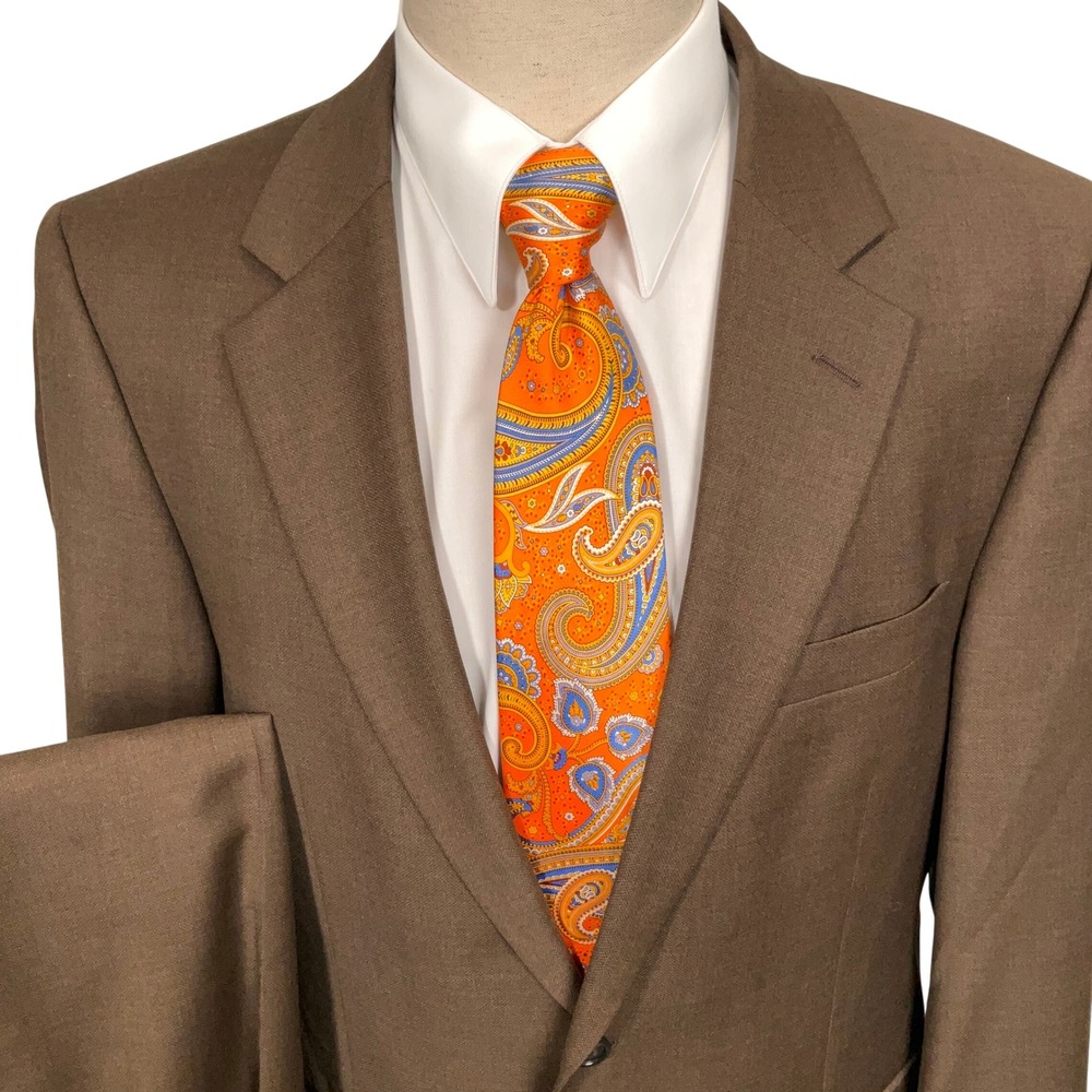 Jos. A. Bank Suit Men 41R Brown  Traditional Corporate Preppy 2-Button Suit Wool